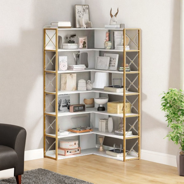 17 Stories 7Tier Corner Bookcase LShaped Bookshelf & Reviews Wayfair